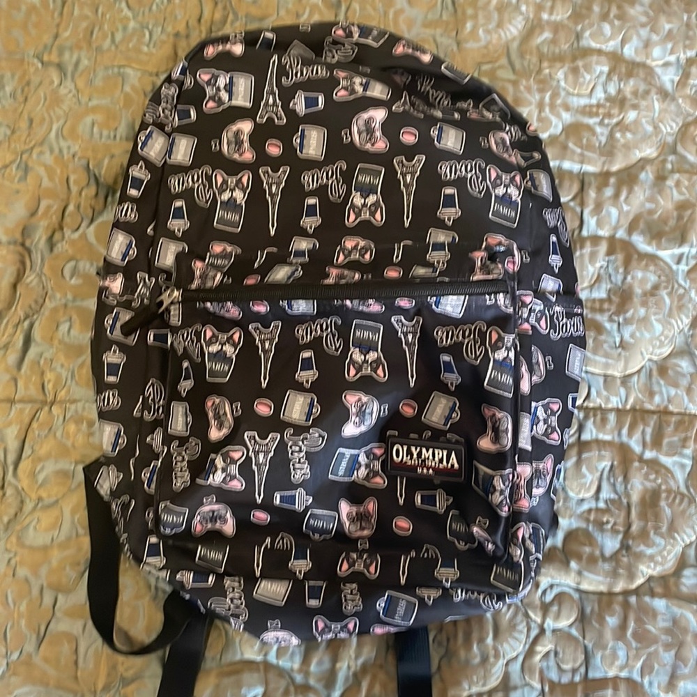 Like new Olympia backpack, black with paris pics